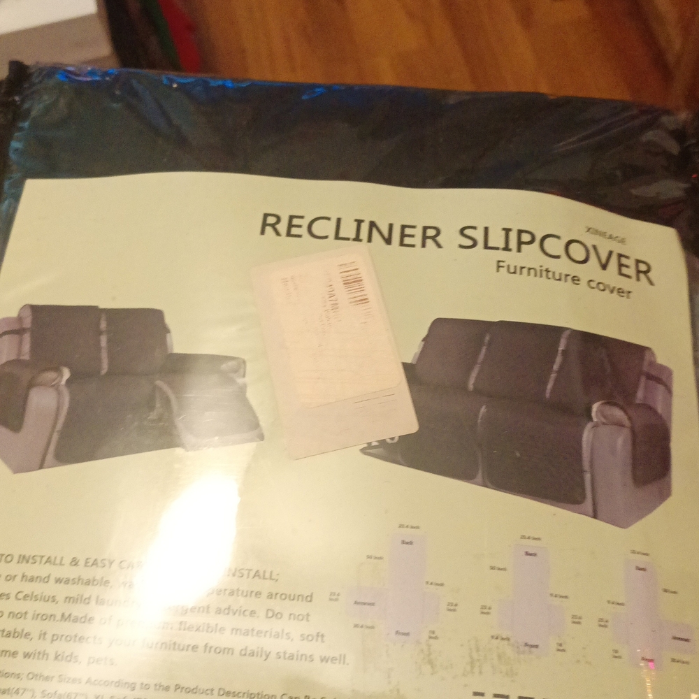 Recliner Slipcover in Black Loveseat Recliner